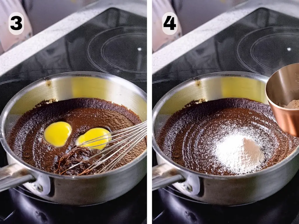 Scooping batter into a mini muffin tin for baking mini chocolate treats